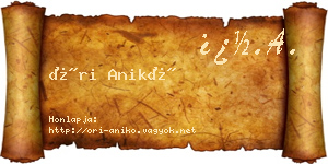 Őri Anikó névjegykártya